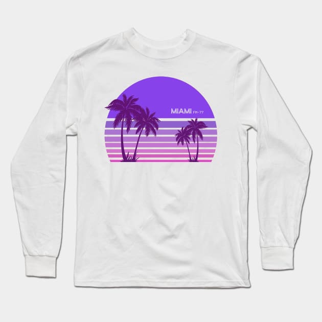 Synthwave - Miami FM-77 Long Sleeve T-Shirt by Acka01